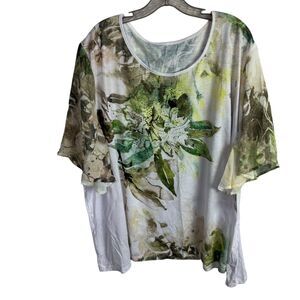 Catherines Women's Top Shirt Size 3X Floral Print Short Sleeves NEW